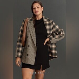 Avec Les Filles Mixed Plaid Menswear Blazer